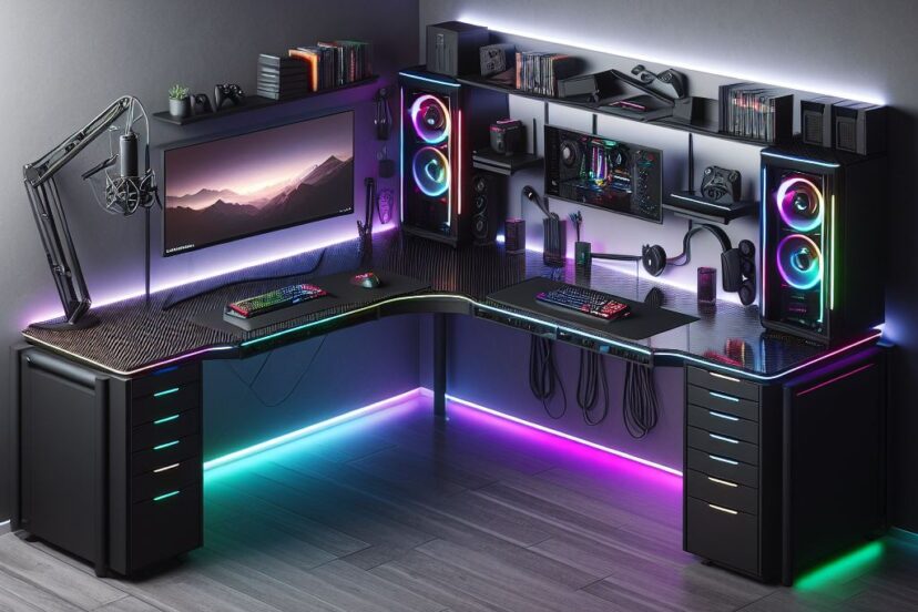 L-shaped gaming desk